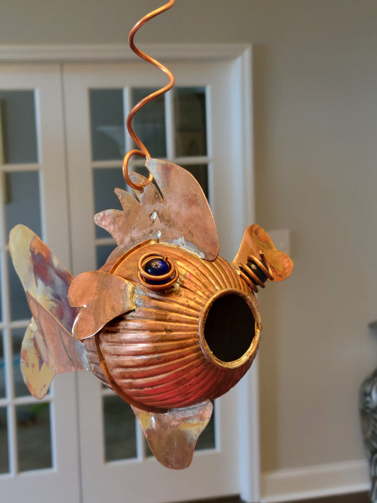 Whimsical Handmade Copper Birdhouse