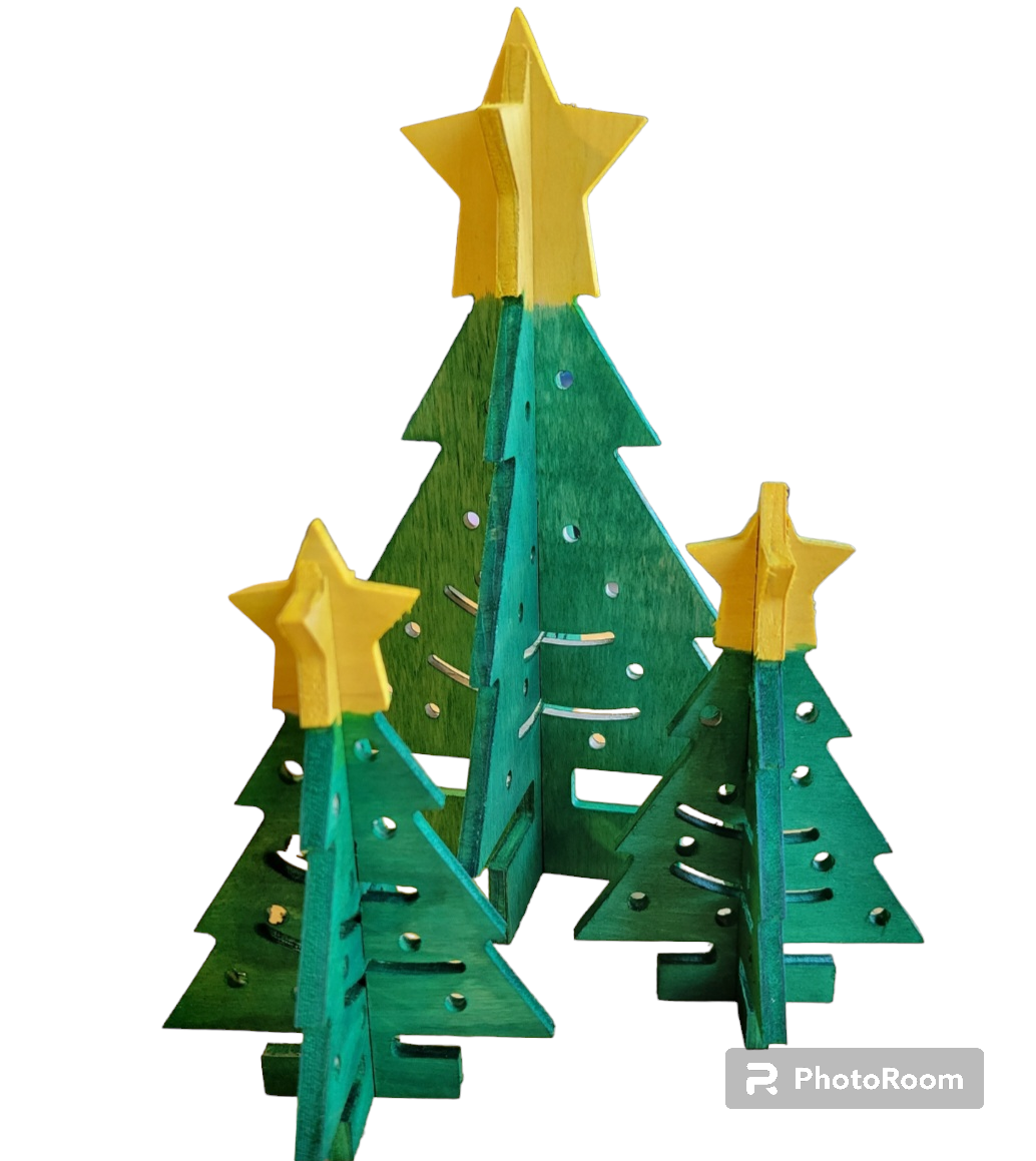 Set of 3 Wood Christmas Trees